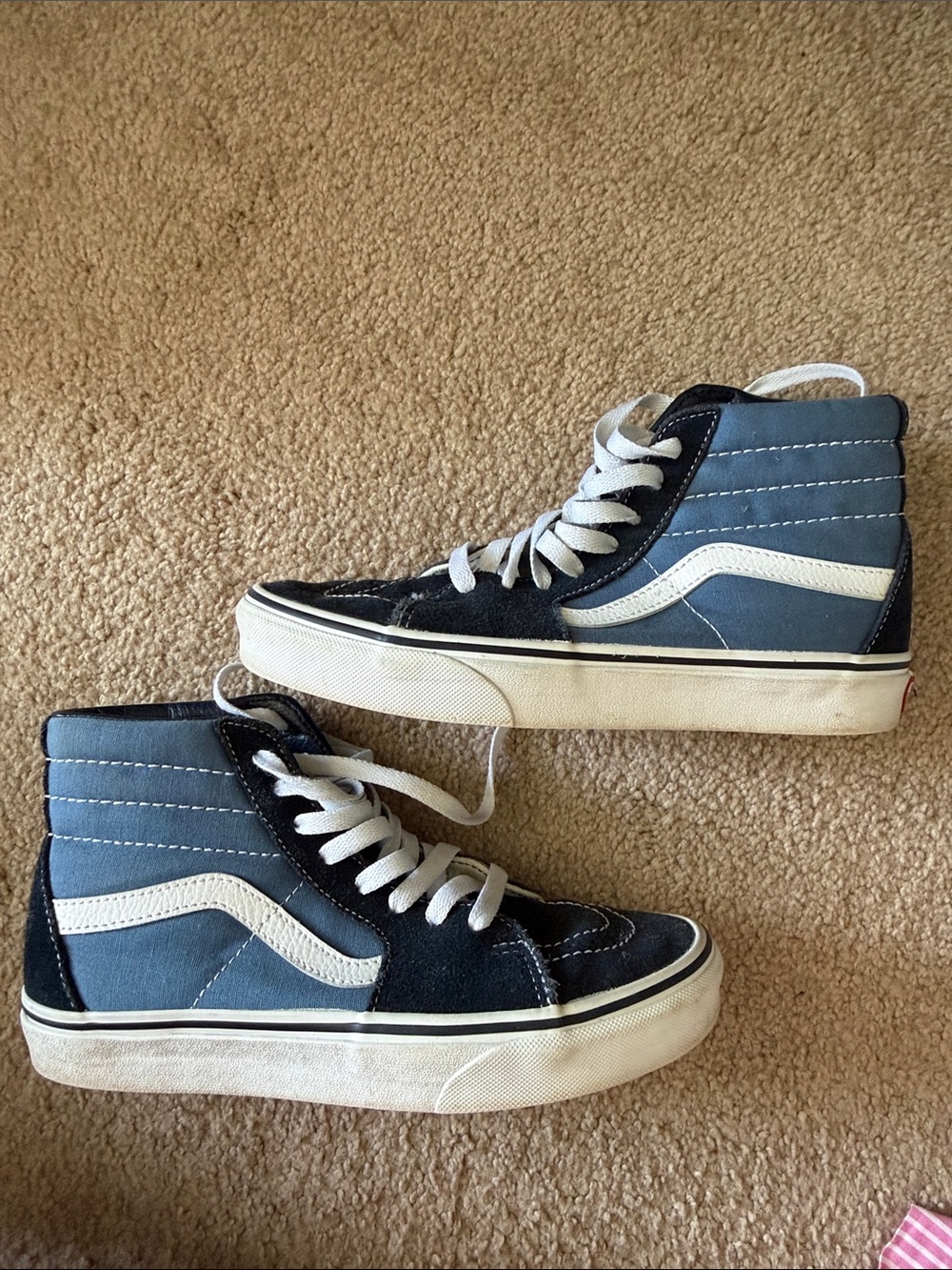 Vans High-Top Skate Sneakers in Blue and Black - Classic Stripe
